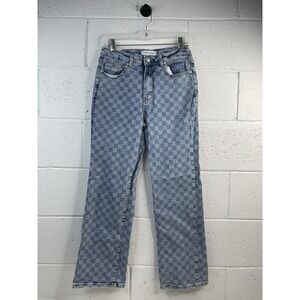 Y2K Checkered Print Jeans Size‎ 5 Speedway Racer Track Streetwear Motorsport